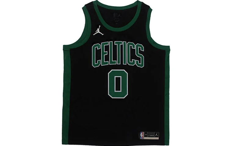 Air Jordan NBA Sports Basketball Jersey Vest SW Fan Edition Boston Celtics Tatum No. 0 ‘Black Green’ CV9470-011