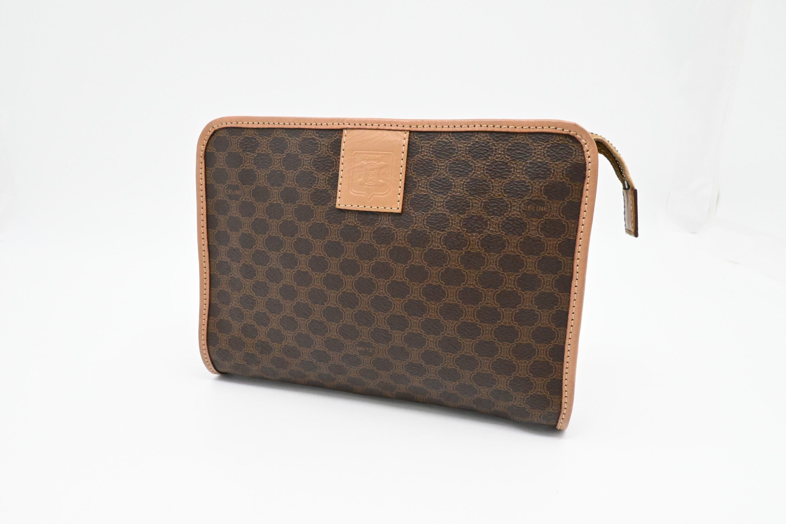 Celine Clutch in Brown Macadam Canvas